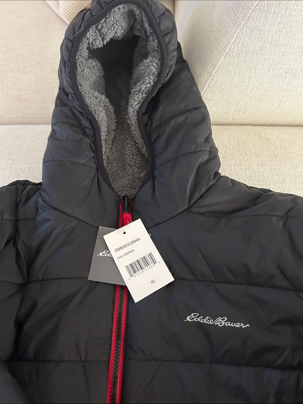 Eddie Bauer Reversible Jacket - Waterproof Lined Hooded, Black/Red, XL, NEW tags - Picture 5 of 9